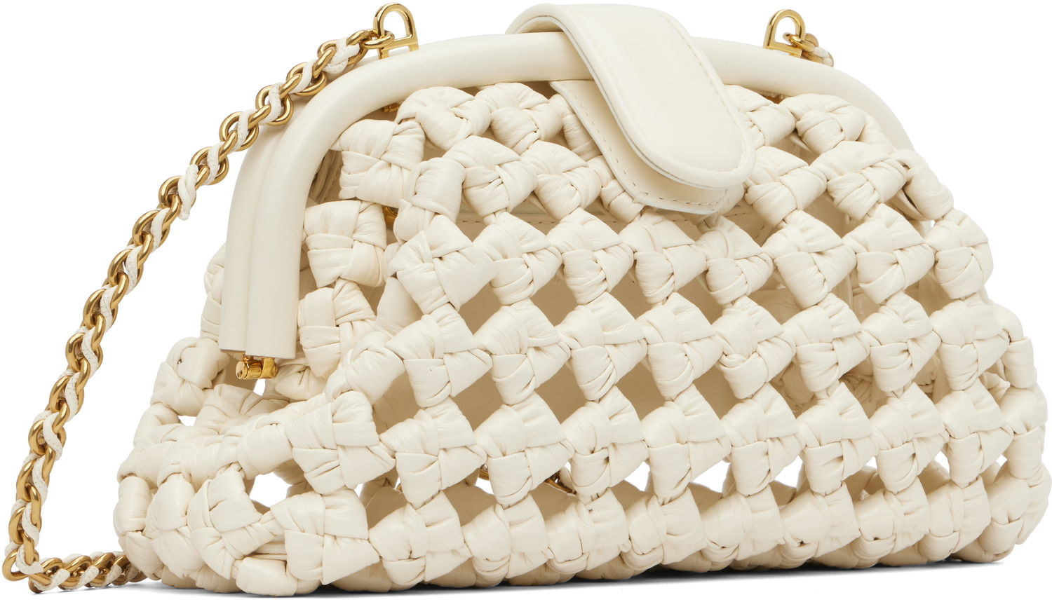 Дамска чанта Bottega Veneta Bottega Veneta Small Lauren Woven Leather Bag Бяло | 832888 V5N30, 1