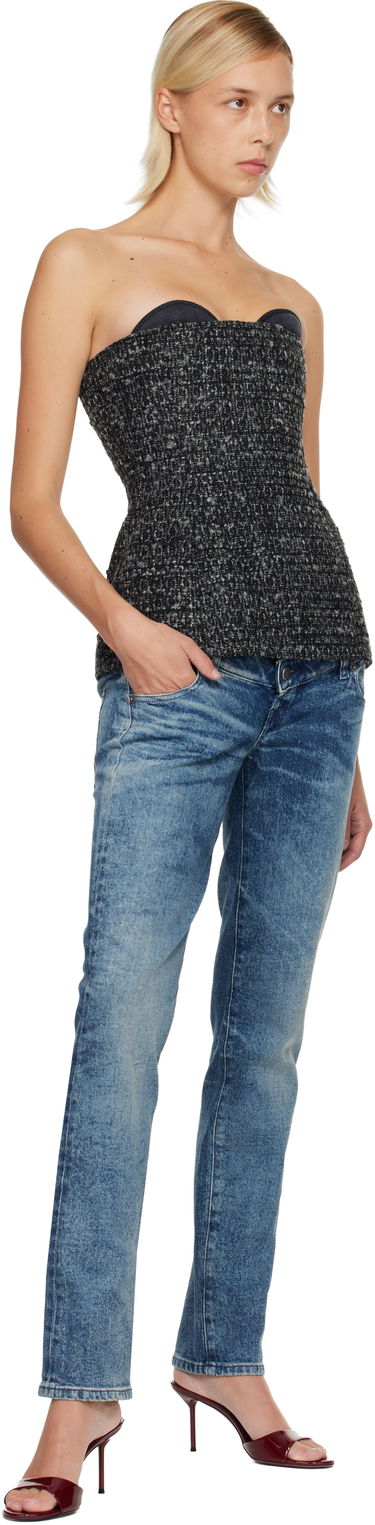 Съкратен топ Diesel T-Orset Tweed Strapless Bustier Top Сиво | A20623 0EPCS, 3
