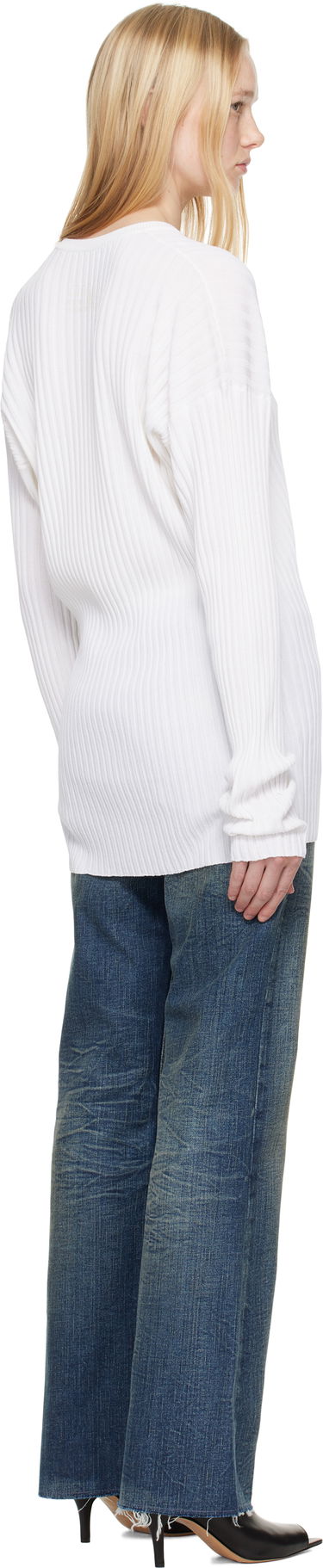 Пуловер Maison Margiela MM6 Maison Margiela Slouchy Ribbed V-Neck Sweater Бяло | S62DA0050 M13125, 2