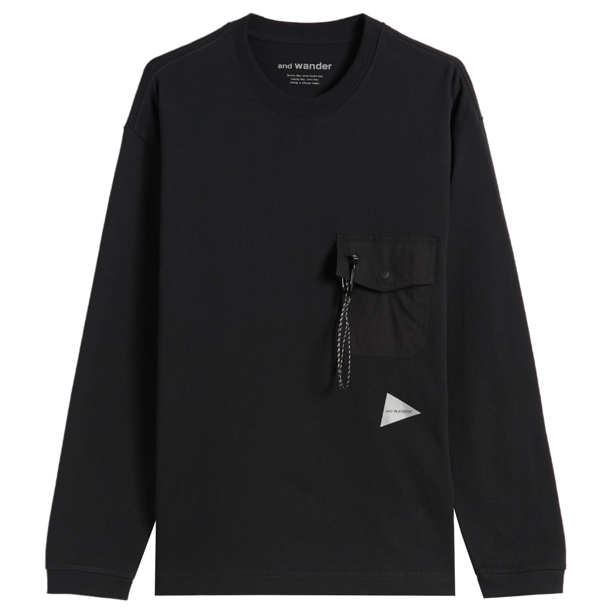 Тениска and wander Heavy Cotton Longsleeve Pocket Tee Черно | 5745284082-010, 0