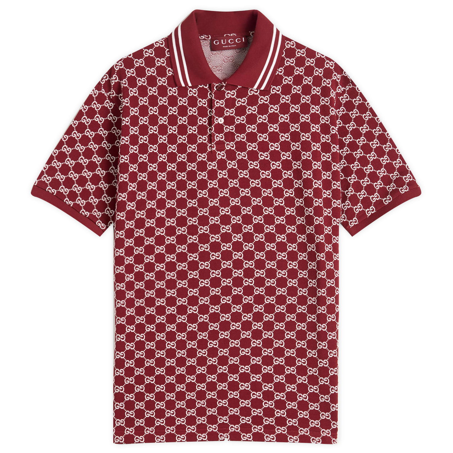 Поло тениска Gucci GG Jacquard Cotton Piquet Polo Shirt, Size Large Бургунди | 788024-XJHHN-6320, 1
