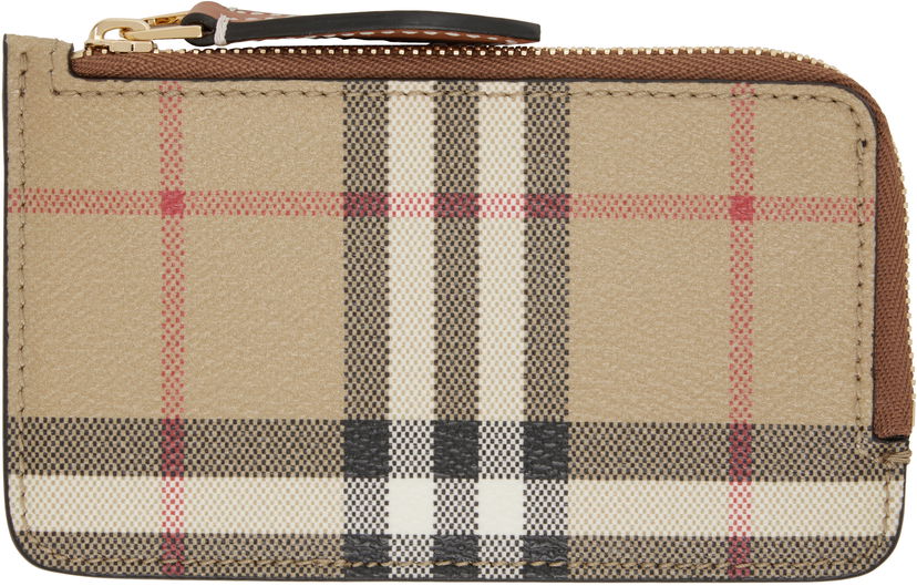 Портфейл Burberry Burberry Check Zip Card Holder Бежово | 8109804