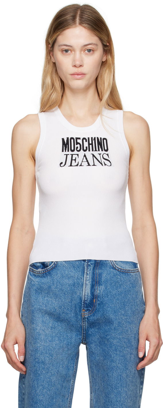 Потник Moschino Moschino Jeans Logo Tank Top Бяло | 242K1J0928, 0
