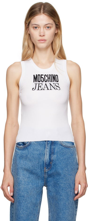 Потник Moschino Moschino Jeans Logo Tank Top Бяло | 242K1J0928, 0