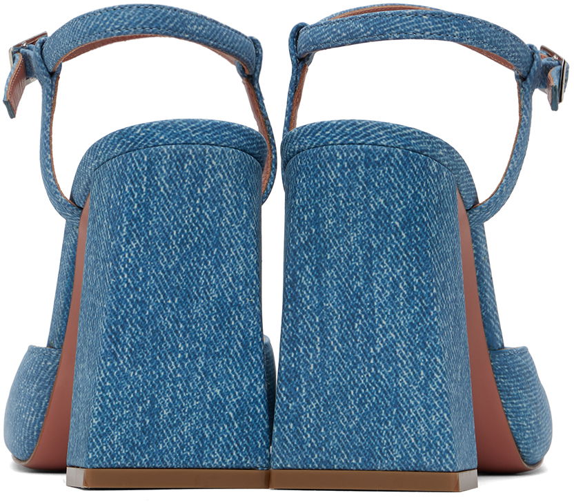 Кецове и обувки Amina Muaddi Suede Printed Denim Heels Синьо | CHARLOTTE PUMP BLOCK PRINTED, 1