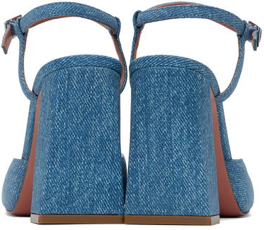 Кецове и обувки Amina Muaddi Suede Printed Denim Heels Синьо | CHARLOTTE PUMP BLOCK PRINTED, 1