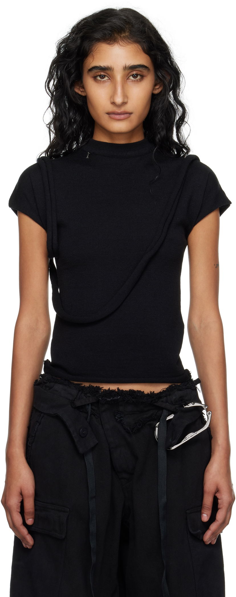 Тениска Ottolinger Ottolinger Deconstructed Knit T-shirt Черно | 107-106107-01