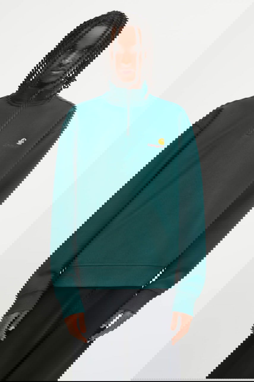 Суитчър Carhartt WIP Half Zip American Script Sweatshirt Зелено | I027014.05AXX, 0