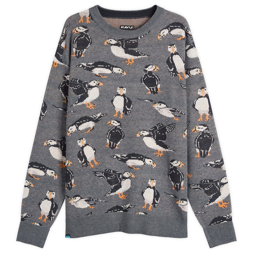 Пуловер KAVU Highline Knitted Jumper with Puffin Print Сиво | 5134-2663