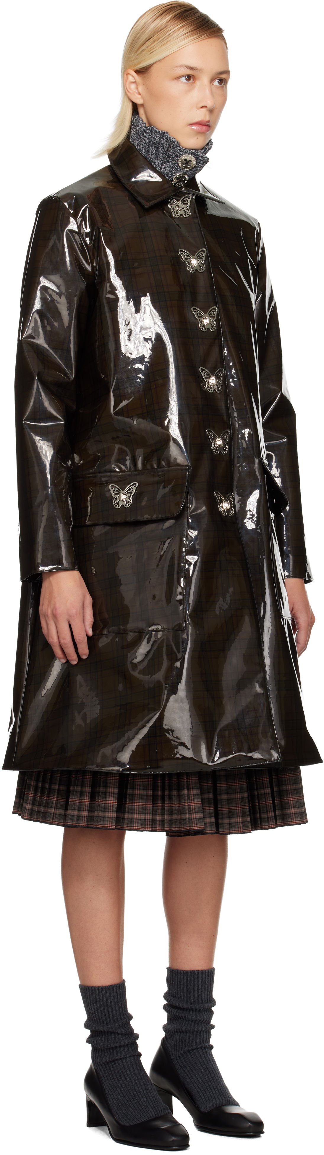 Дъждобран Chopova Lowena Chopova Lowena Squelchy Plaid Coat Кафяво | 5321, 1