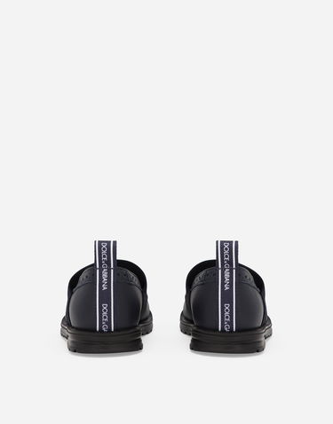 Кецове и обувки Dolce & Gabbana Calfskin Nappa Branded Elastic Ballet Flats Тъмно синьо | D20088AW0878V655, 2