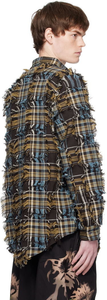 Риза Collina Strada Collina Strada Frayed Plaid Button-Up Shirt Кафяво | XX3063-B, 2