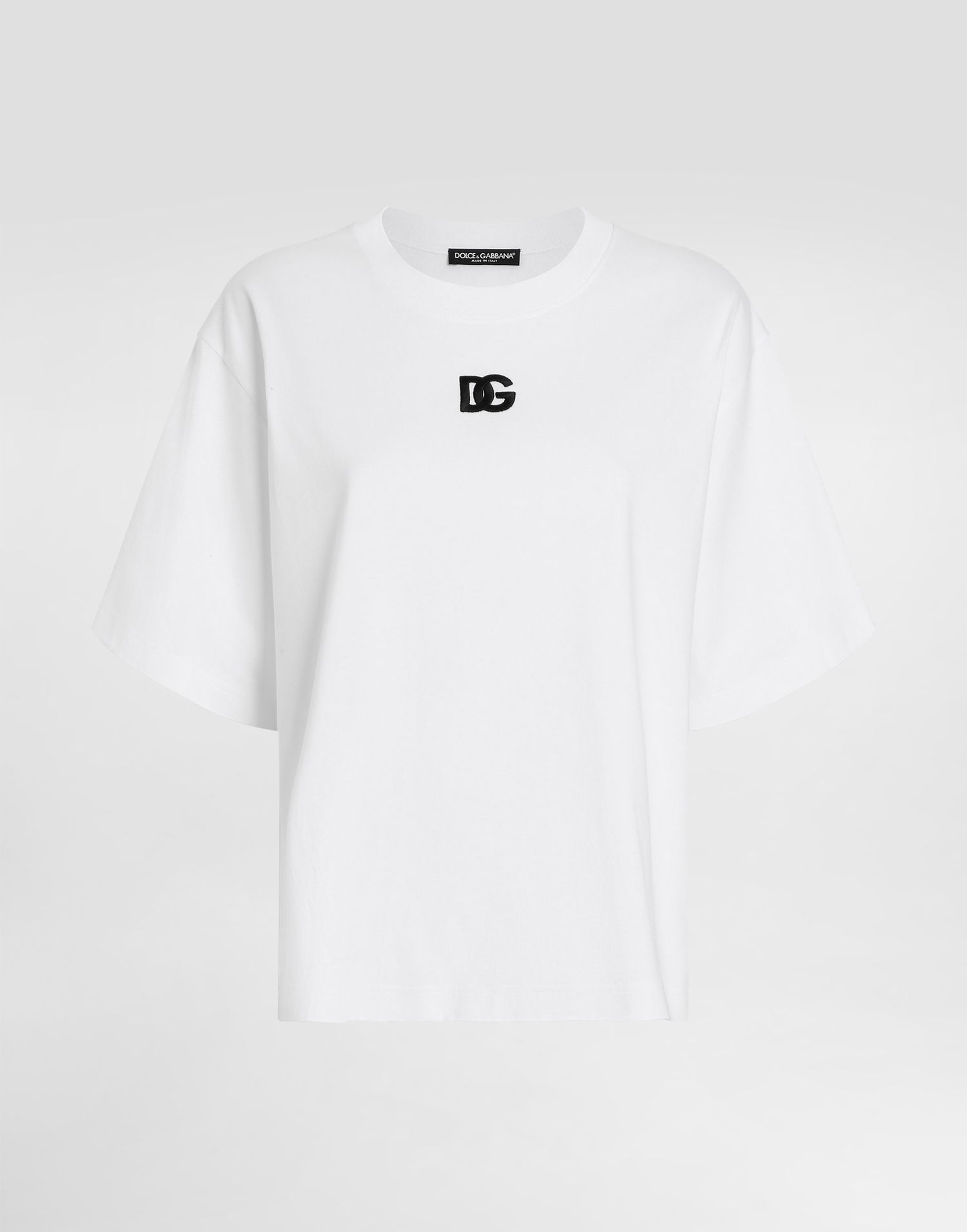Тениска Dolce & Gabbana Dolce & Gabbana Oversize T-Shirt with DG Logo Embroidery Бяло | F8U10ZGDCYDW0800, 0