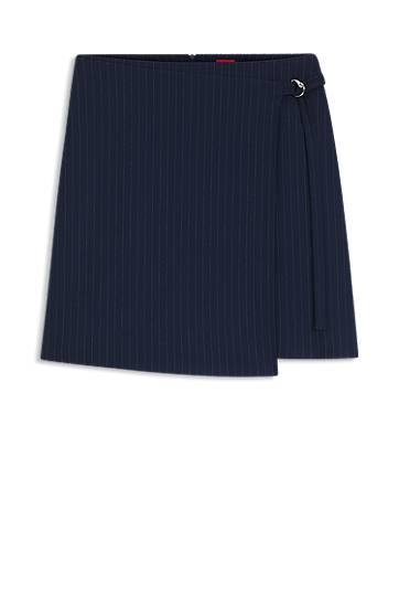 Пола BOSS Pinstripe Belted Asymmetric Mini Skirt Тъмно синьо | 50554460, 0