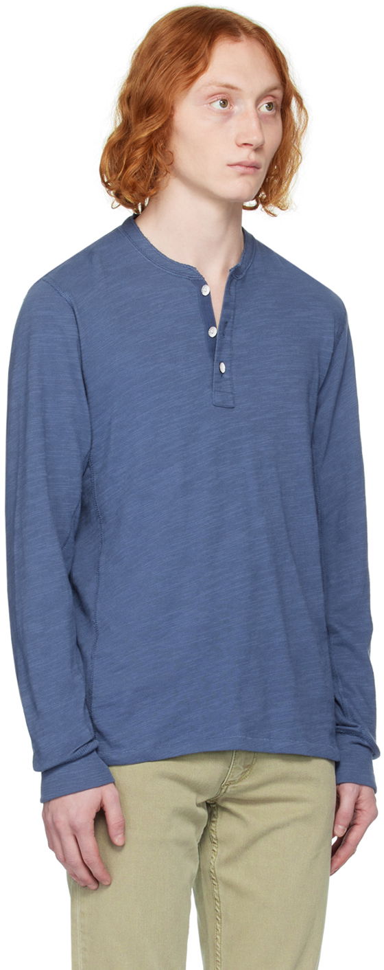 Тениска rag & bone Rag & Bone Classic Flame Henley T-Shirt Синьо | MBC23HT037CA37, 1