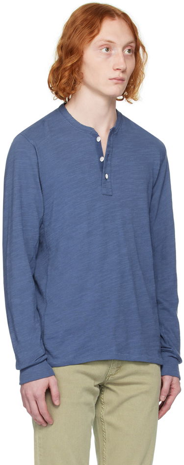 Тениска rag & bone Rag & Bone Classic Flame Henley T-Shirt Синьо | MBC23HT037CA37, 1