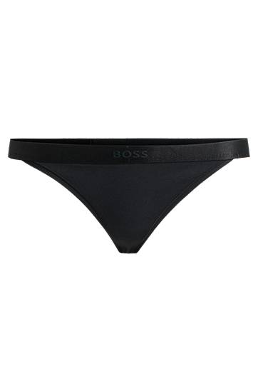 гащички BOSS BOSS Cotton-Blend Thong with Logo Waistband Черно | 50520398, 0