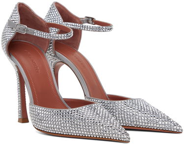 Кецове и обувки Amina Muaddi Crystal Embellished Slingback Pumps Сиво | VITTORIA PUMP SR SATIN, 3