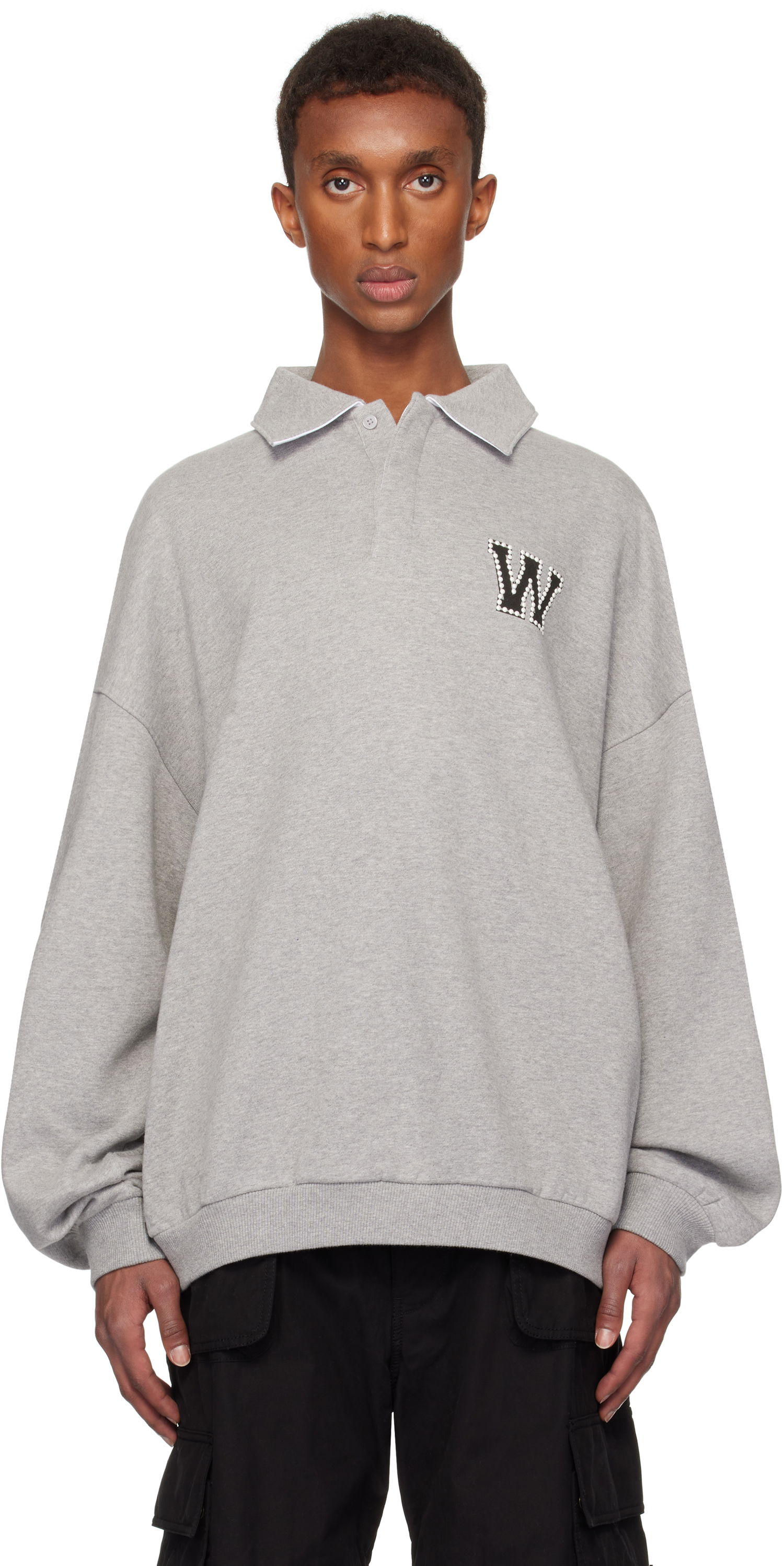 Пуловер We11done We11done Pearl Logo Polo Sweatshirt Сиво | WD-TS3-24-739-U-MG, 0