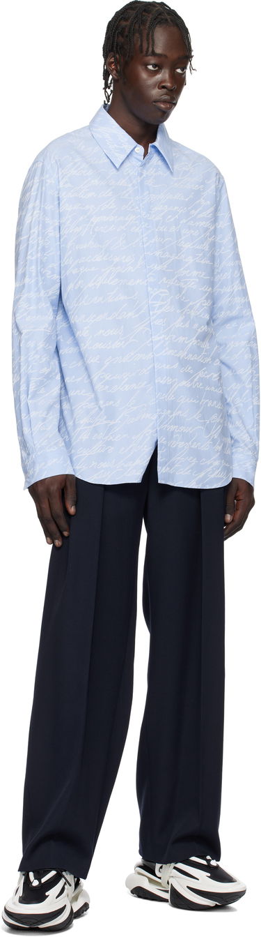 Риза Balmain Love Letter Print Shirt Синьо | EH1HS405CF82, 3