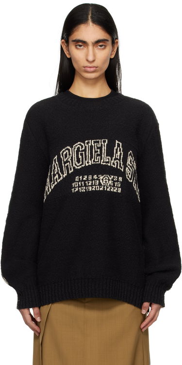 Пуловер Maison Margiela MM6 Maison Margiela Varsity Jacquard Sweater Черно | SH0HL0025 M13084, 0