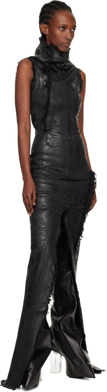 Pокля Rick Owens Distressed Raw-Edge Cowl-Neck Sleeveless Concordians Etna Maxi Dress Черно | RO02E4598 SBMC99, 3