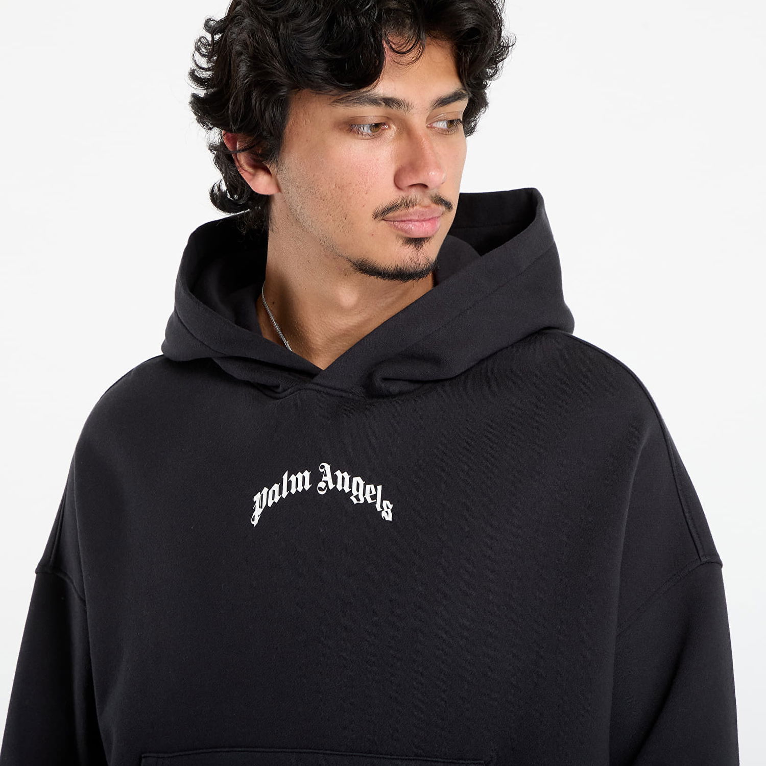 Суитчър Palm Angels Palm Angels Back Curved Logo Loose Hoody Черно | PMBB17EF25FLE0041003, 1