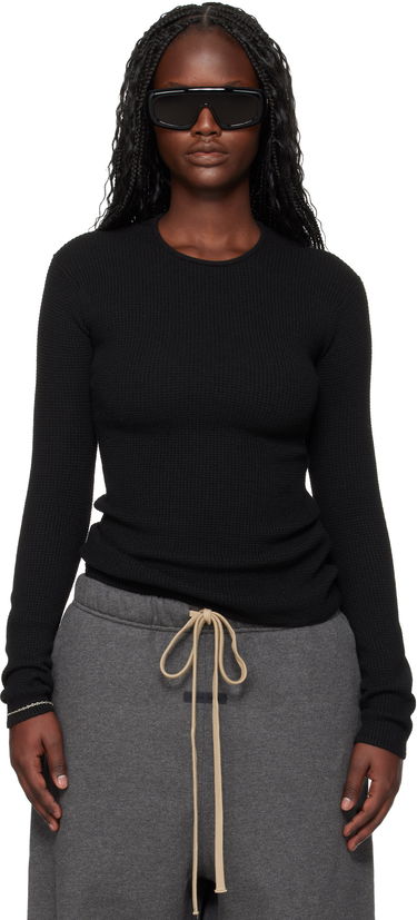 Тениска Fear of God Fear of God ESSENTIALS Holiday Waffle Long Sleeve T-shirt Черно | 192HO257241FW, 0