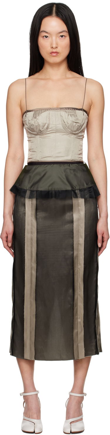 Пола Maison Margiela Maison Margiela Silk Midi Dress with Peplum Зелено | S51DD0025 MTN057, 0