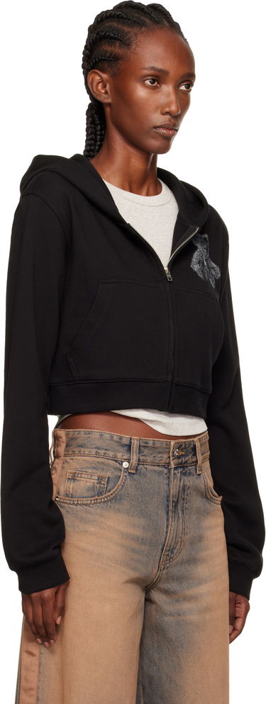 Суитчър We11done We11done Teddy Bear Slim-Fit Zip-Up Hoodie Черно | WD-TJ2-25-870-W-BK, 1