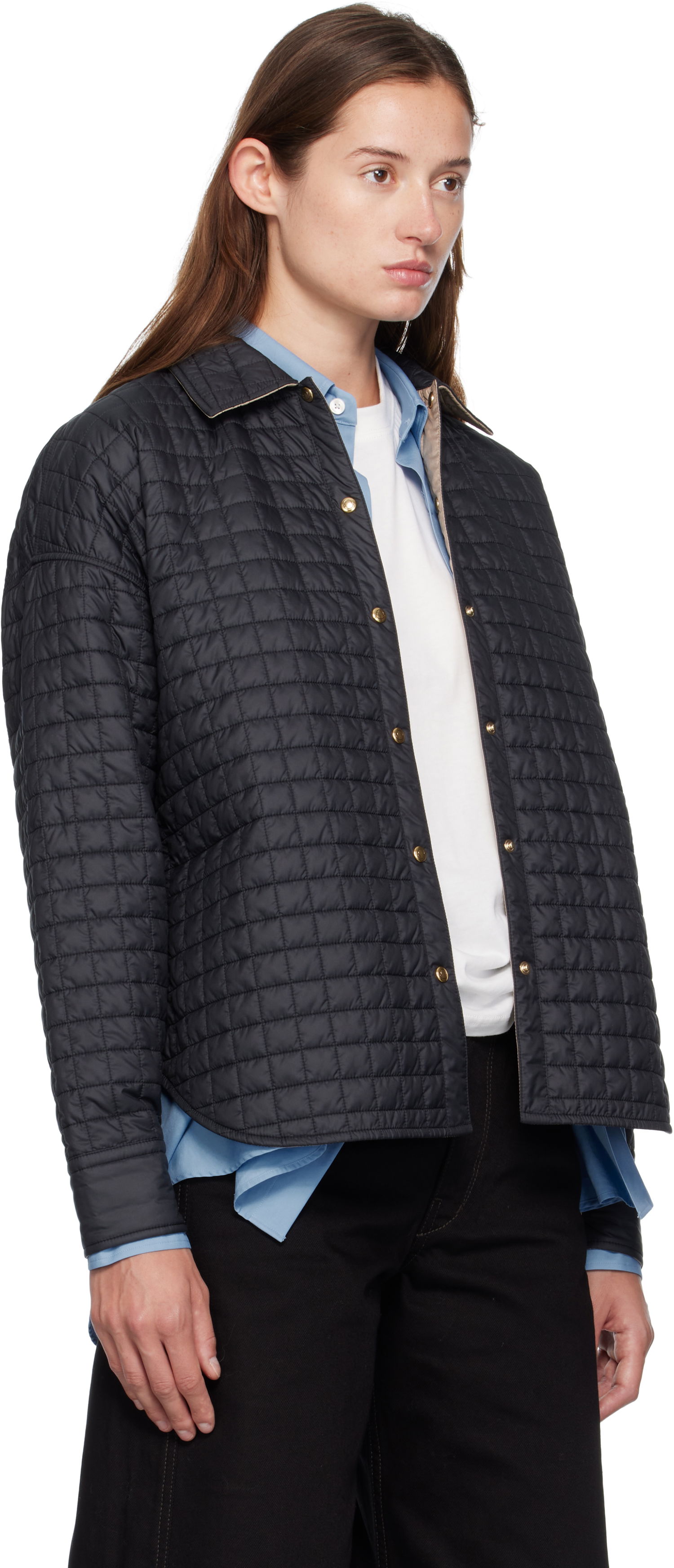Пухо яке Moncler Moncler Quilted Overshirt Тъмно синьо | K20932F00011788RS, 1