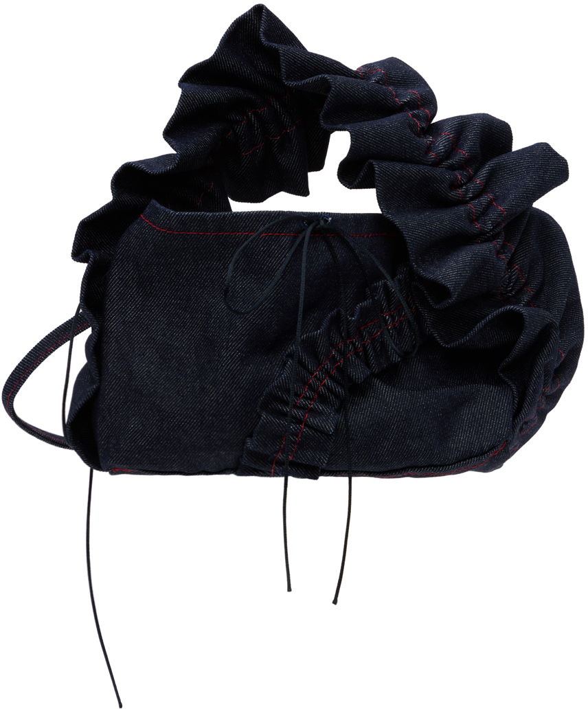 Дамска чанта Cecilie Bahnsen Denim Ruffle Handle Bag Черно | 1.24BAG45012 UMI BAG, 0