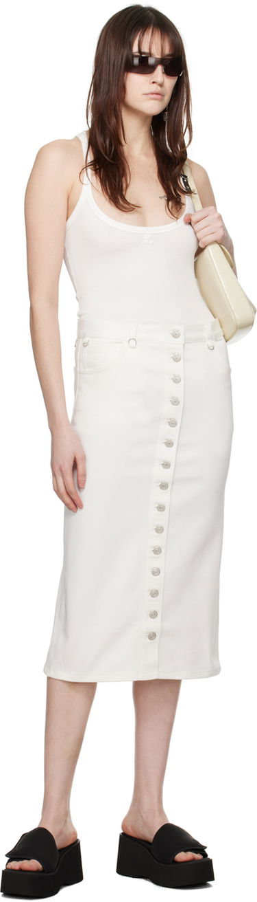 Пола Courrèges Courrèges Multiflex Denim Button-Front Skirt Бяло | 124DJU155DE0022, 3