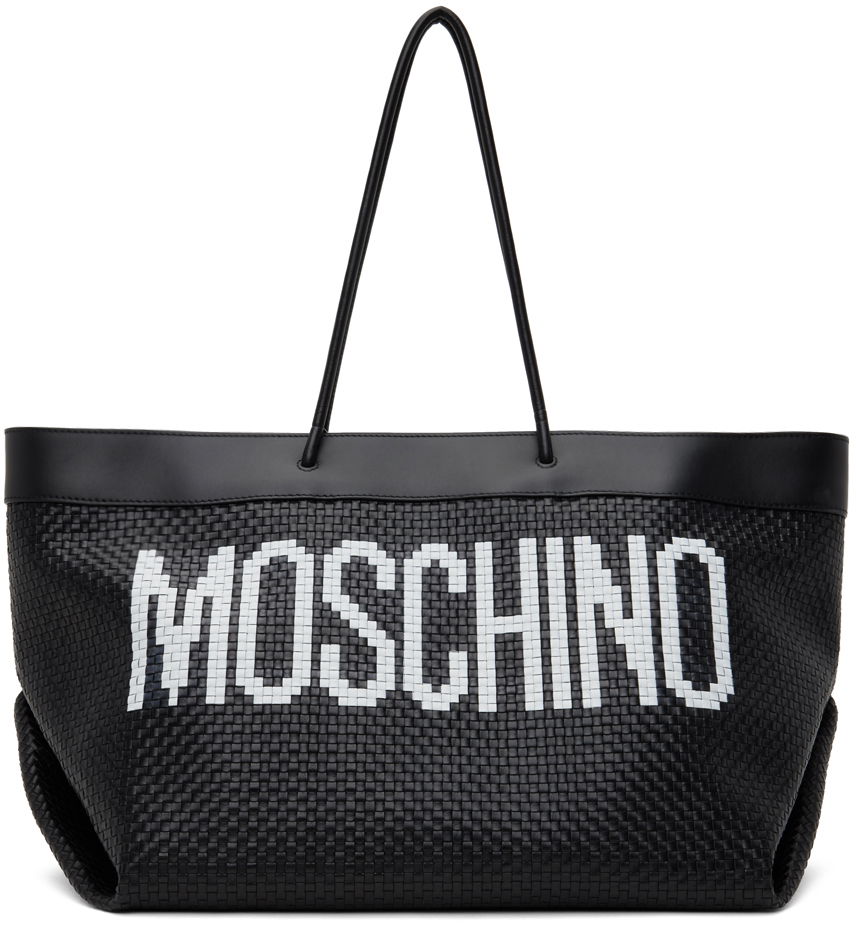 Голяма пазарска чанта Moschino Calfskin Braided Tote Bag Черно | 7519 8024 A2555, 0