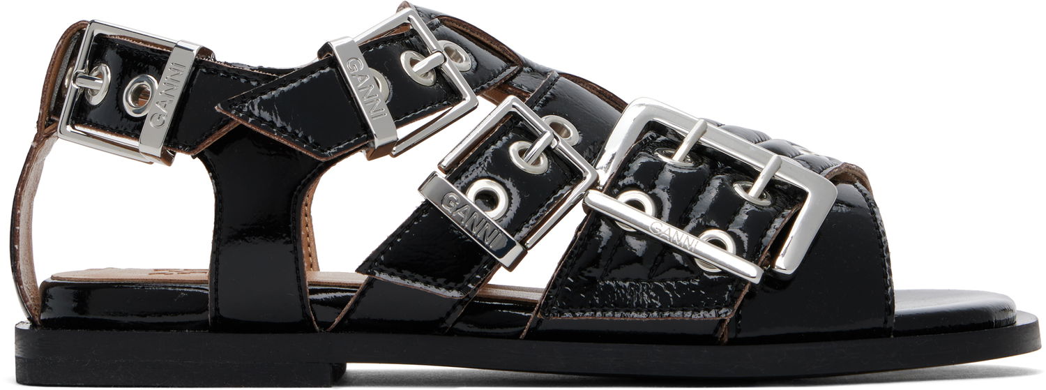 Аксесоари GANNI GANNI Buckle Strap Flat Sandals Черно | S2934, 0