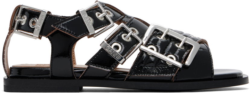 Аксесоари GANNI GANNI Buckle Strap Flat Sandals Черно | S2934