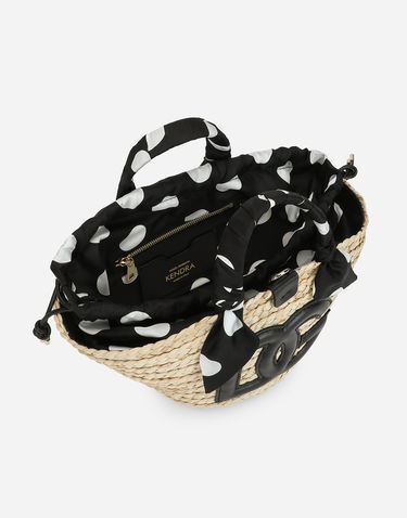 Голяма пазарска чанта Dolce & Gabbana Dolce & Gabbana Small Kendra Straw Tote Bag with Polka Dot Handles Бежово | BB7695AW163HNXUW, 3