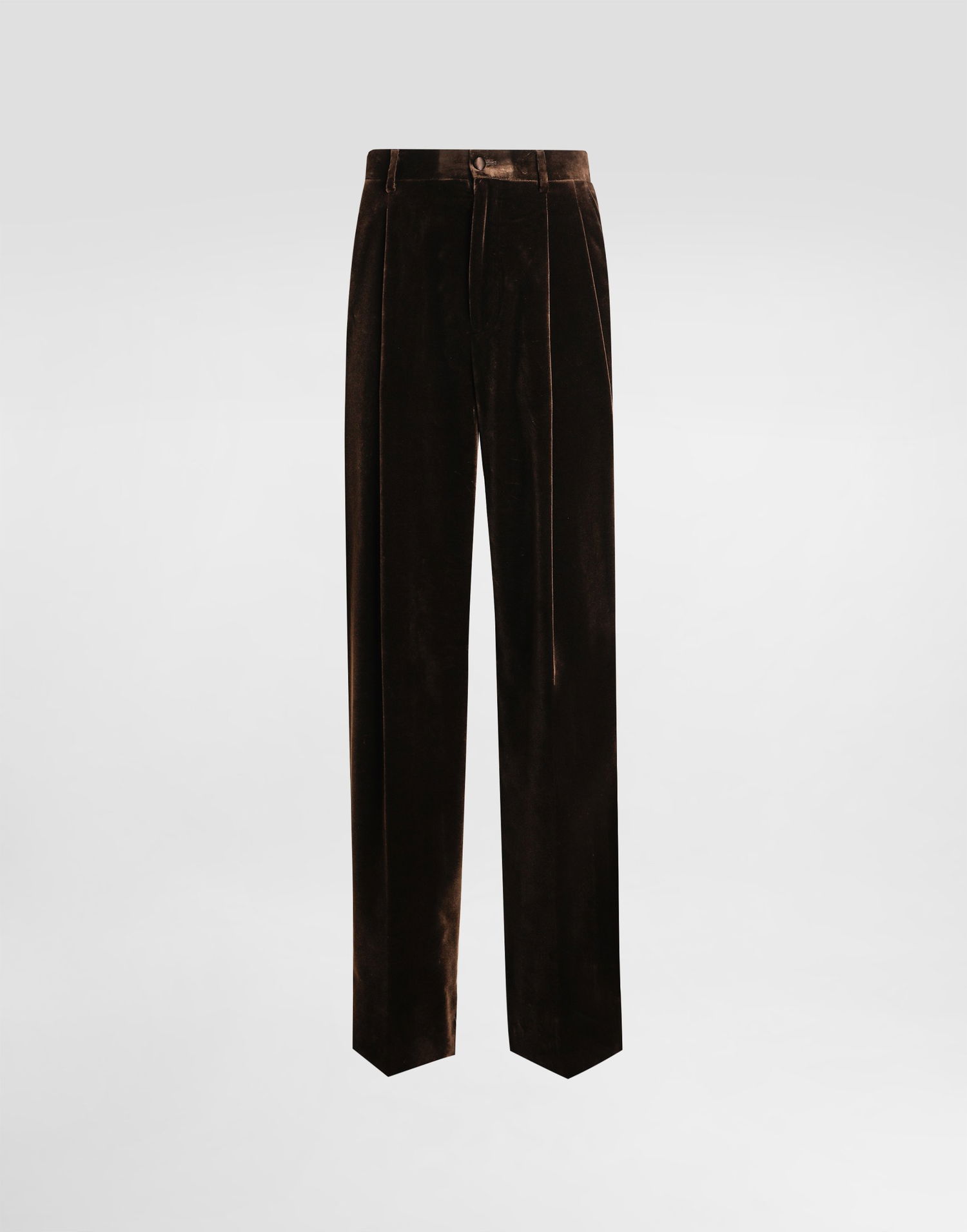 Панталони Dolce & Gabbana Dolce & Gabbana Smooth Velvet Pleated Trousers Кафяво | GP0N5TFUVG7M0937, 0
