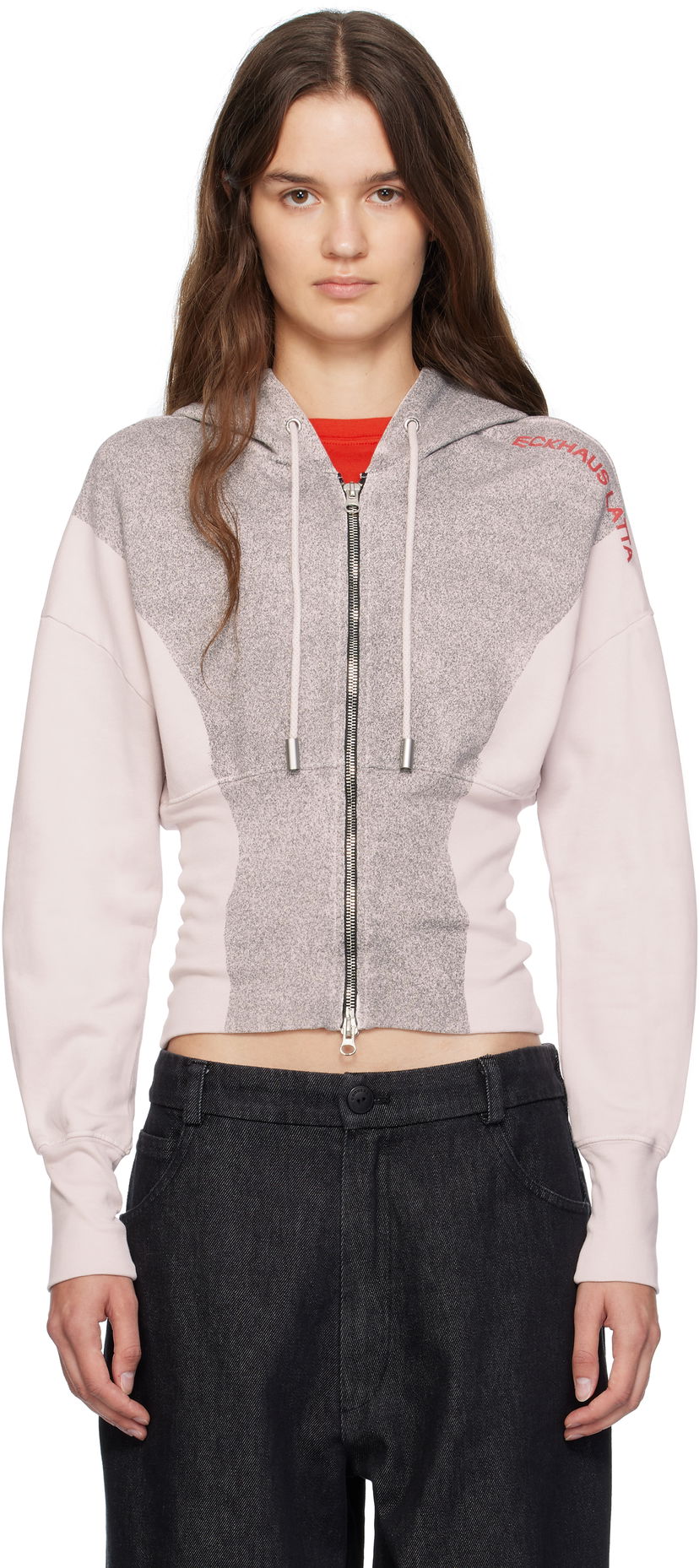 Суитчър Eckhaus Latta Eckhaus Latta Snatched Zip-Up Hoodie Розово | 4000-EL-PF25-P -