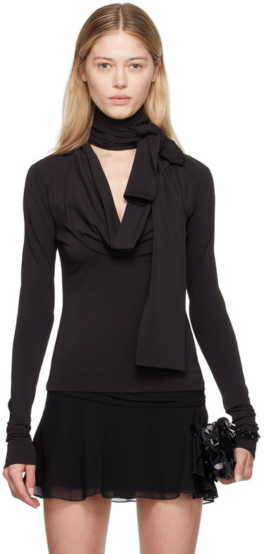 Пола Blumarine Blumarine Cowl Neck Long Sleeve Top Черно | A422C286A, 0