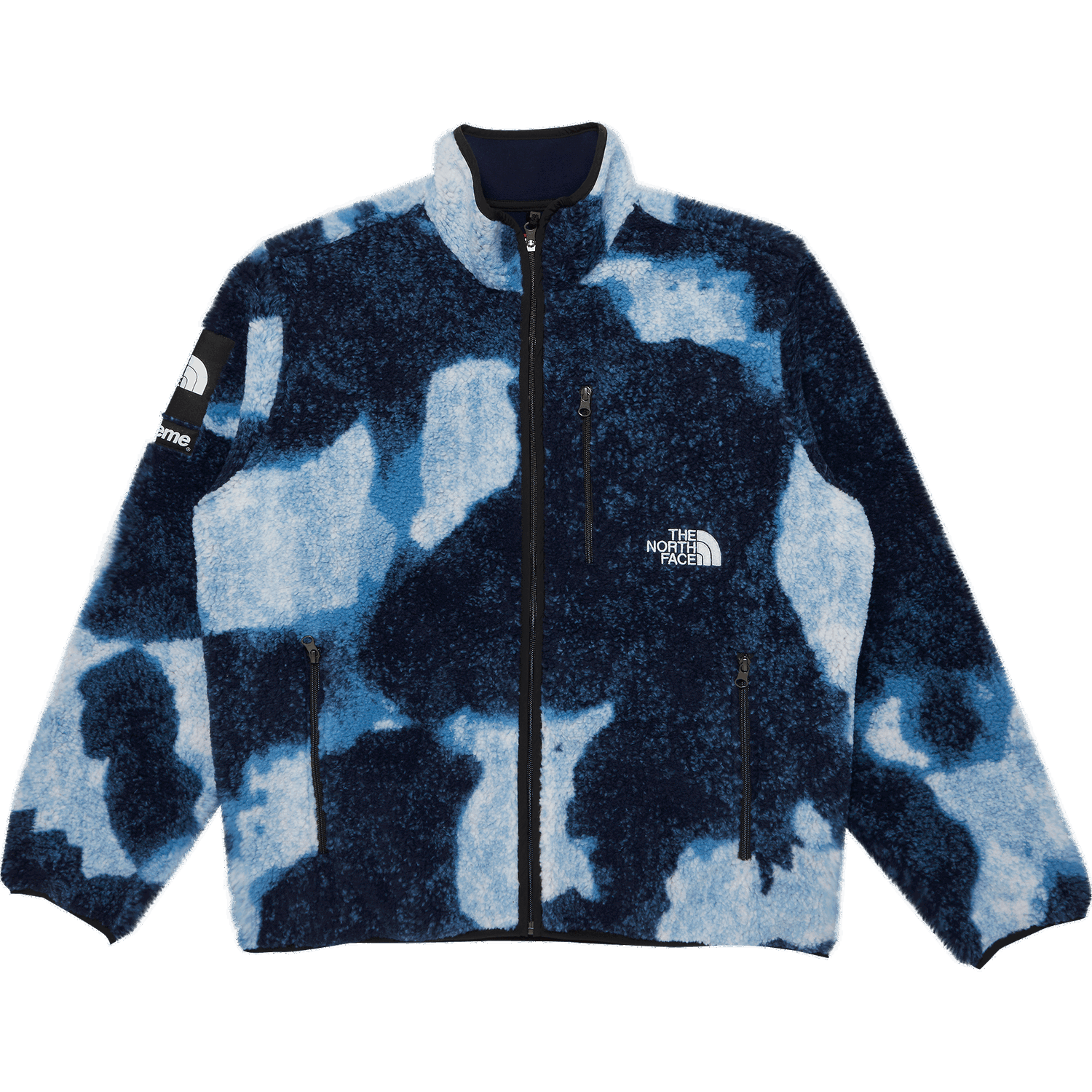 Яке Supreme The North Face x Bleached Denim Print Fleece Jacket Синьо | FW21J57 INDIGO, 0
