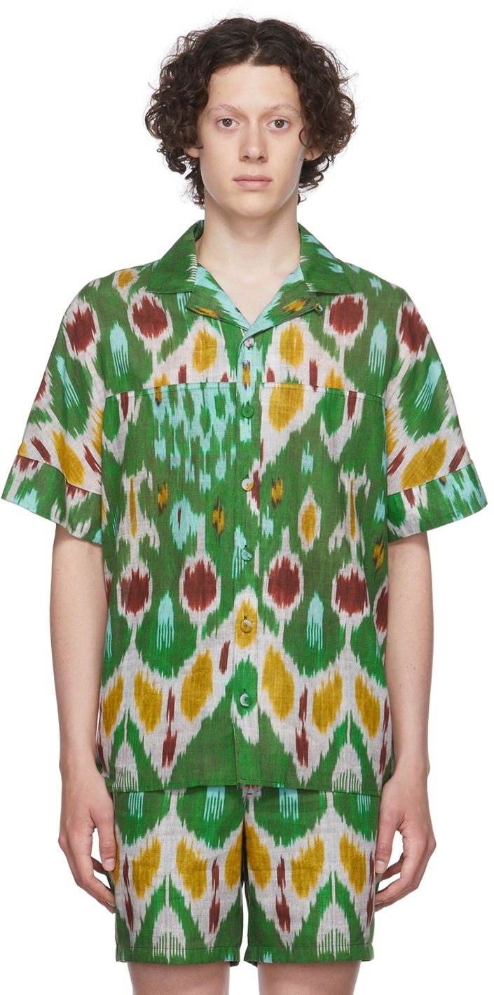 Риза Erdem Erdem Philip Ikat Print Resort Shirt Зелено | MV22_503MIGCL PHILIP SHIRT