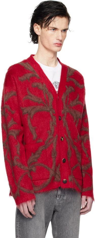 Пуловер Versace Mohair-Blend Cardigan With Baroque Print Червено | 1017300_1A12243, 1