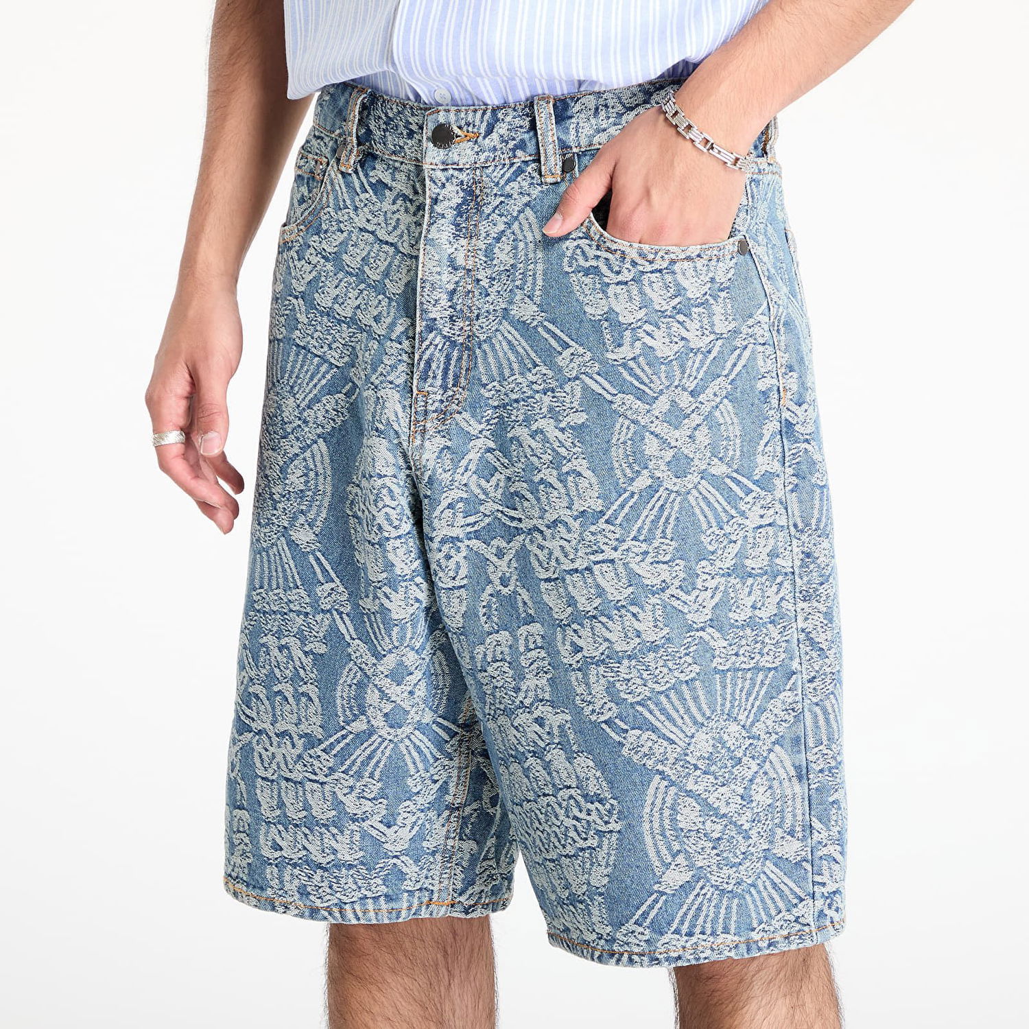 Къси панталони DAILY PAPER Daily Paper Macrame Denim Shorts Синьо | 2513093, 1