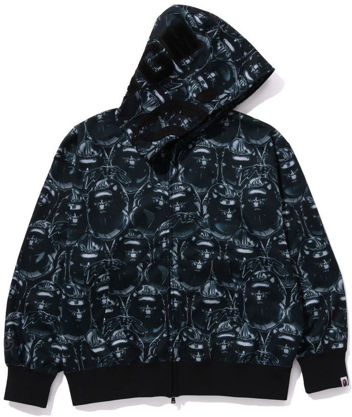 Суитчър BAPE Head Graffiti Shark Full Zip Hoodie Черно | 1J80115004-BLK, 0