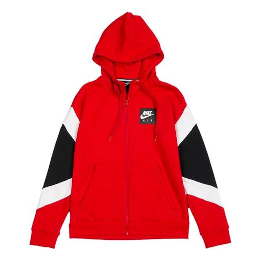 Суитчър Nike Air Logo Color Block Casual Sports Hooded Jacket Червено | 928630-687, 0