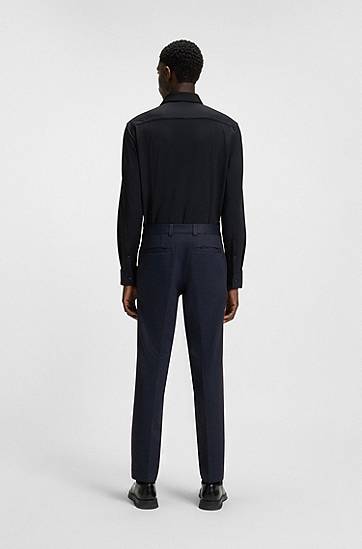 Панталони BOSS Extra Slim Fit Micro-Print Stretch Jersey Trousers Тъмно синьо | 50544601, 1