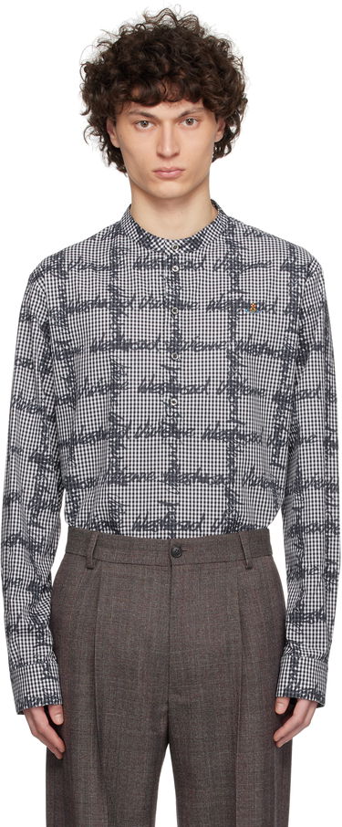 Риза Vivienne Westwood Vivienne Westwood Gingham Print Band Collar Shirt Бяло | 2401003X-W011T-, 0