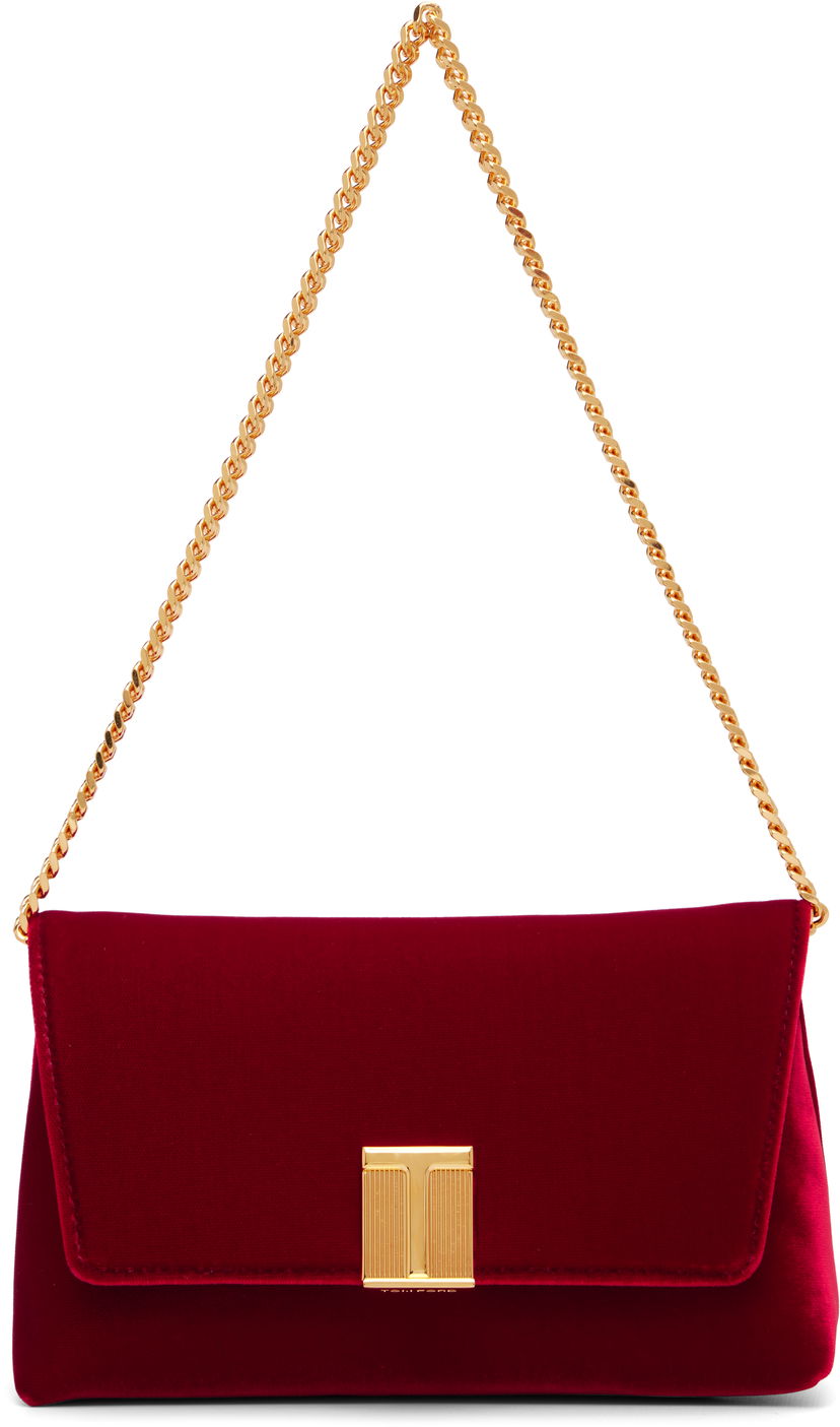 Дамска чанта Tom Ford TOM FORD Velvet Mini Bag Червено | L1886-TVE001X