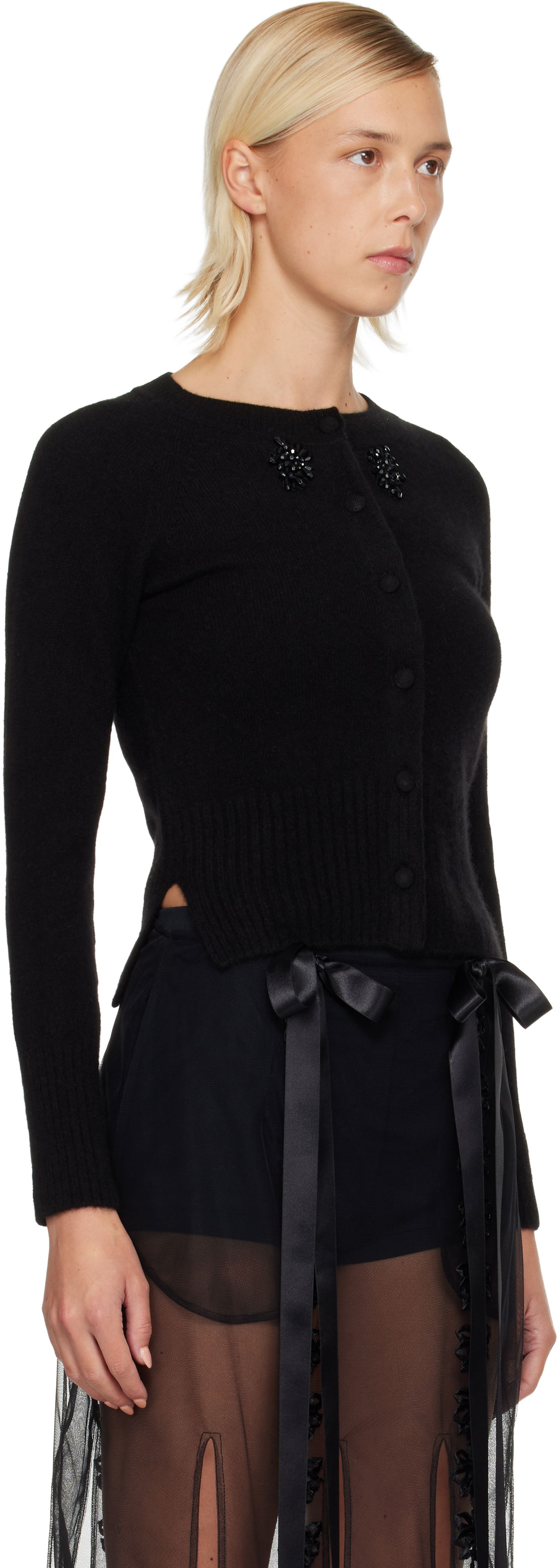 Пуловер Simone Rocha Simone Rocha Embellished Cashmere Cardigan Черно | COMK3B 0667, 1